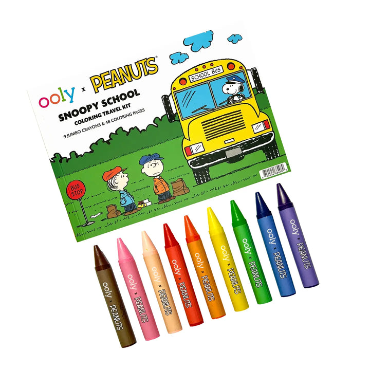 NEW OOLY X Peanuts: Snoopy School Coloring Travel Kit -9 Jumbo Crayons