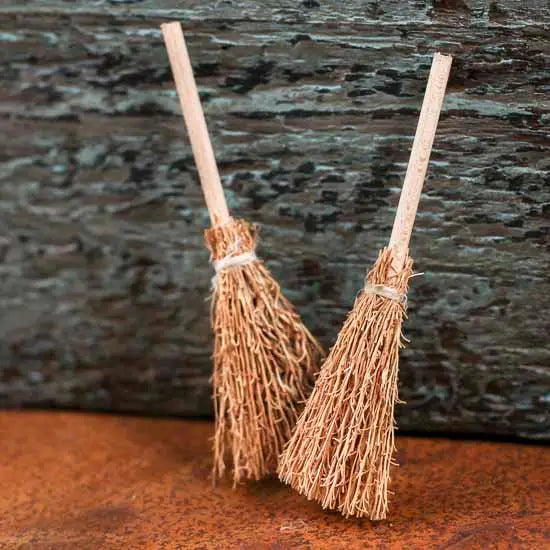 Dollhouse Miniatures:  Miniature Straw Brooms Pack of 2