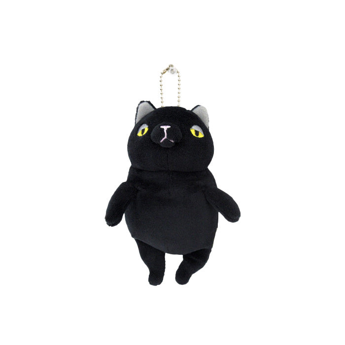 Japanese Mochi Dolls- Black Kitty Keychain Mini 5.5"