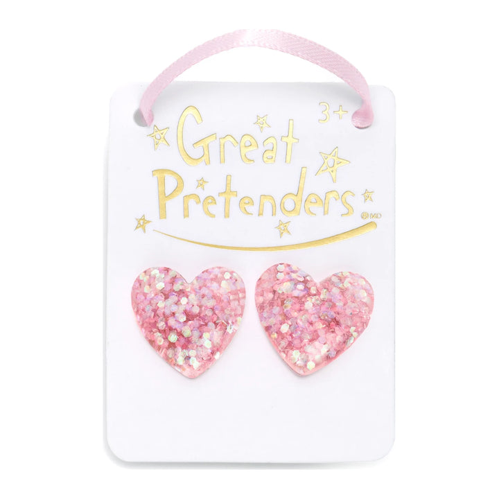 Boutique Glitter Heart Clip on Earrings