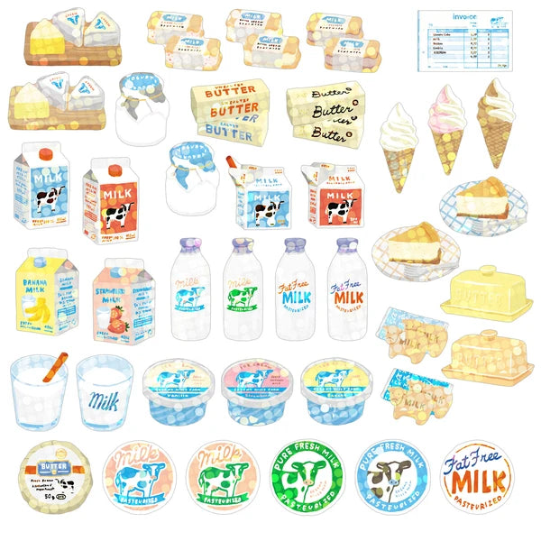 Japanese 40 Pc. Sticker Set- Cows, Milk & Cheese