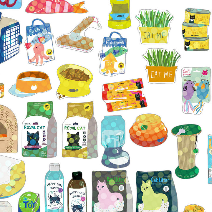 NEW Japanese 40 Pc. Sticker Set- Cats