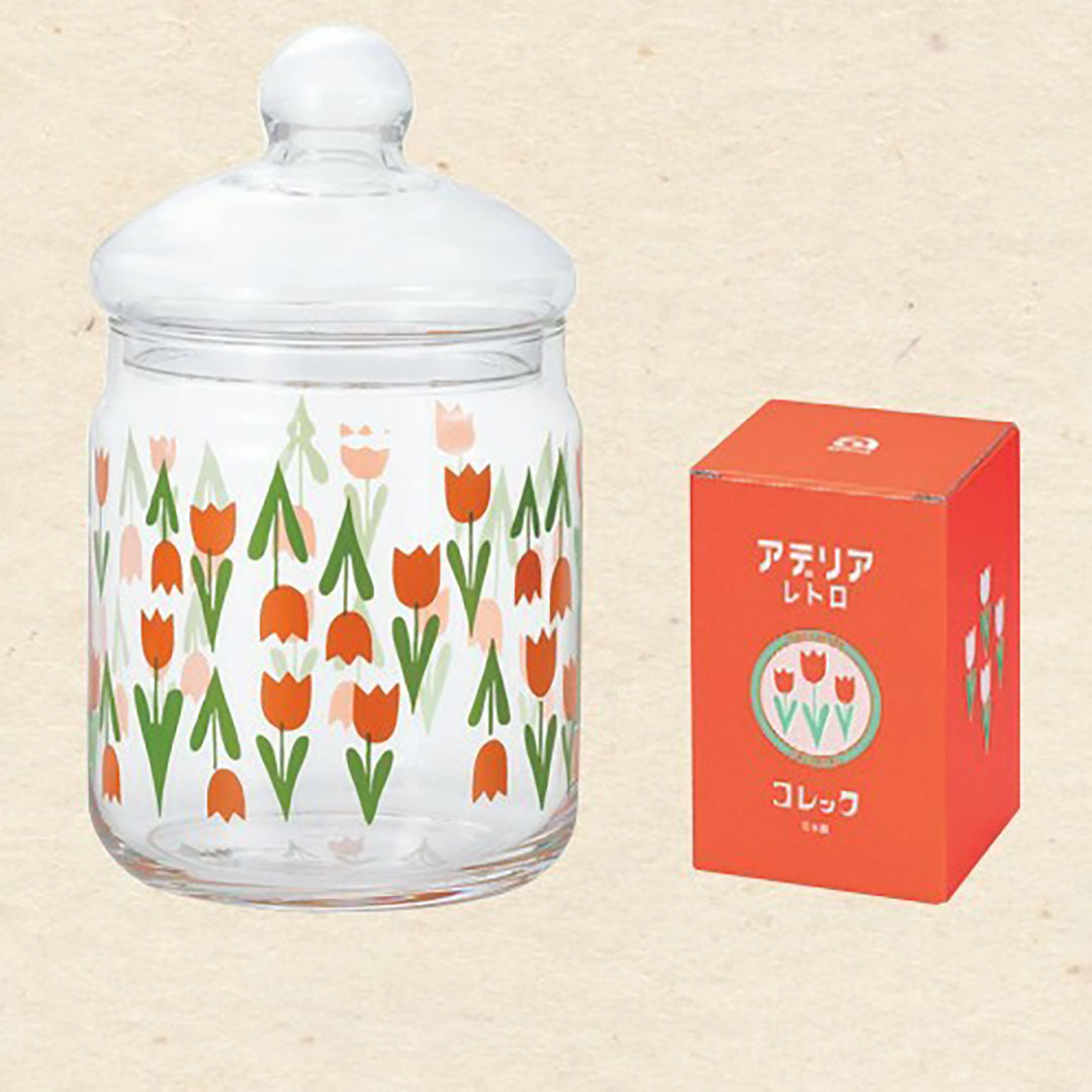 Retro Glass Storage Jar - Tulips