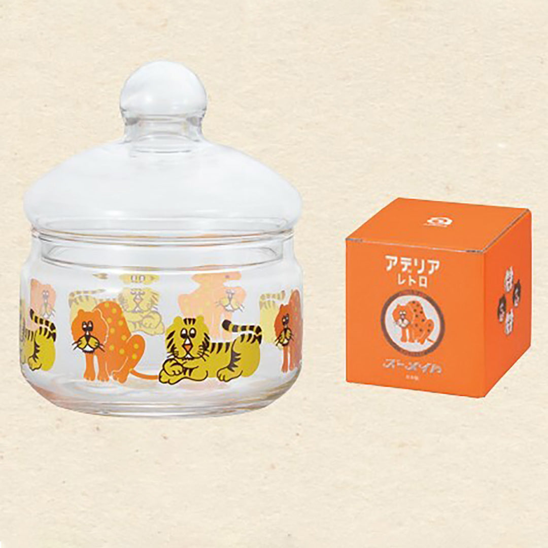 Retro Glass Storage Jar Glass Lid - Zoo Animals