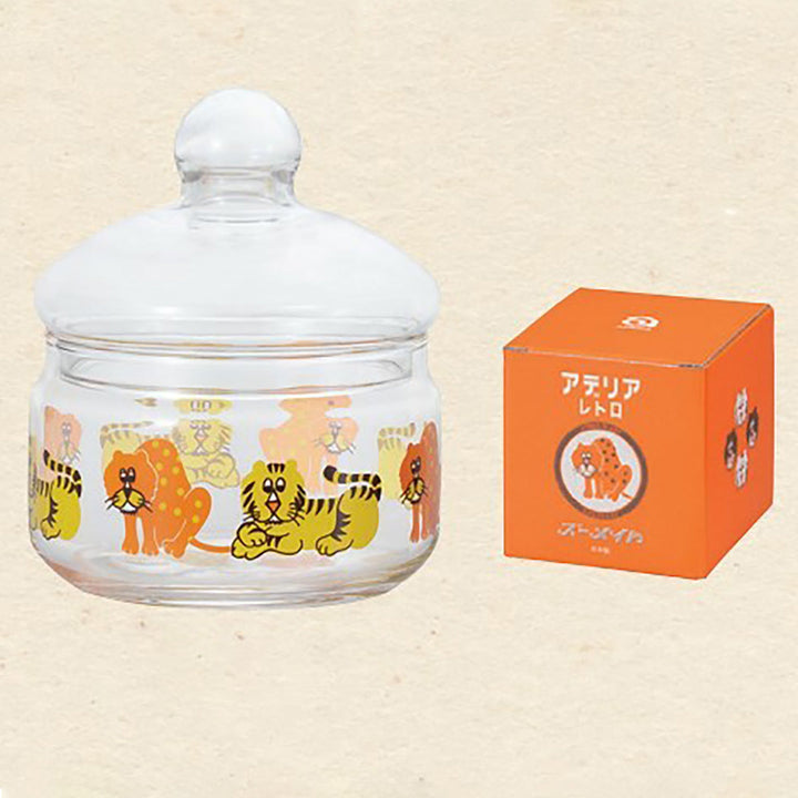 Retro Glass Storage Jar Glass Lid - Zoo Animals