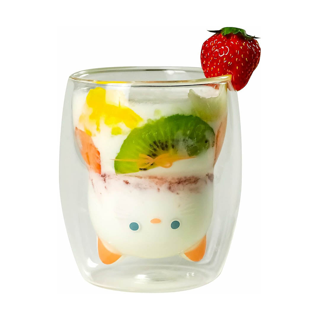 NEW Neko Glass Cat Double Walled Tumbler - Shiro