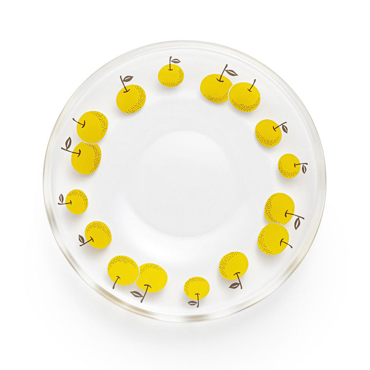 Retro Small Glass Plate - Yellow Pear