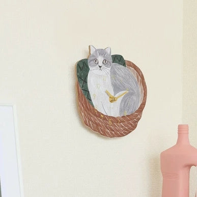 Matsuo Miyuki Die Cut Clocks- Cat in Basket