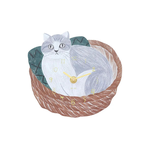 Matsuo Miyuki Die Cut Clocks- Cat in Basket