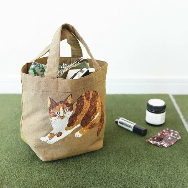 Matsuo Miyuki Cats Lunch Bag Tote- Cream