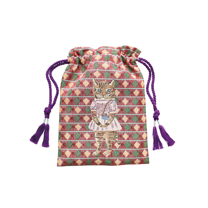 NEW Nathalie Lete Drawstring Bag - Maya Cat