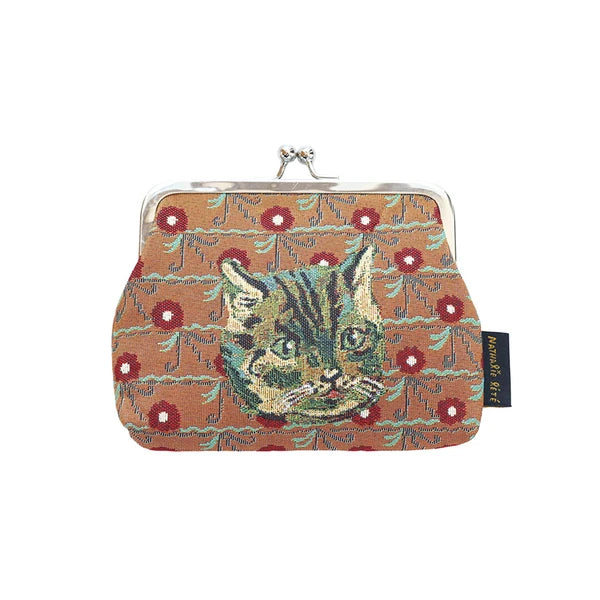 Nathalie Lete Embroidered Woven Cat Purse - Tabby Cat