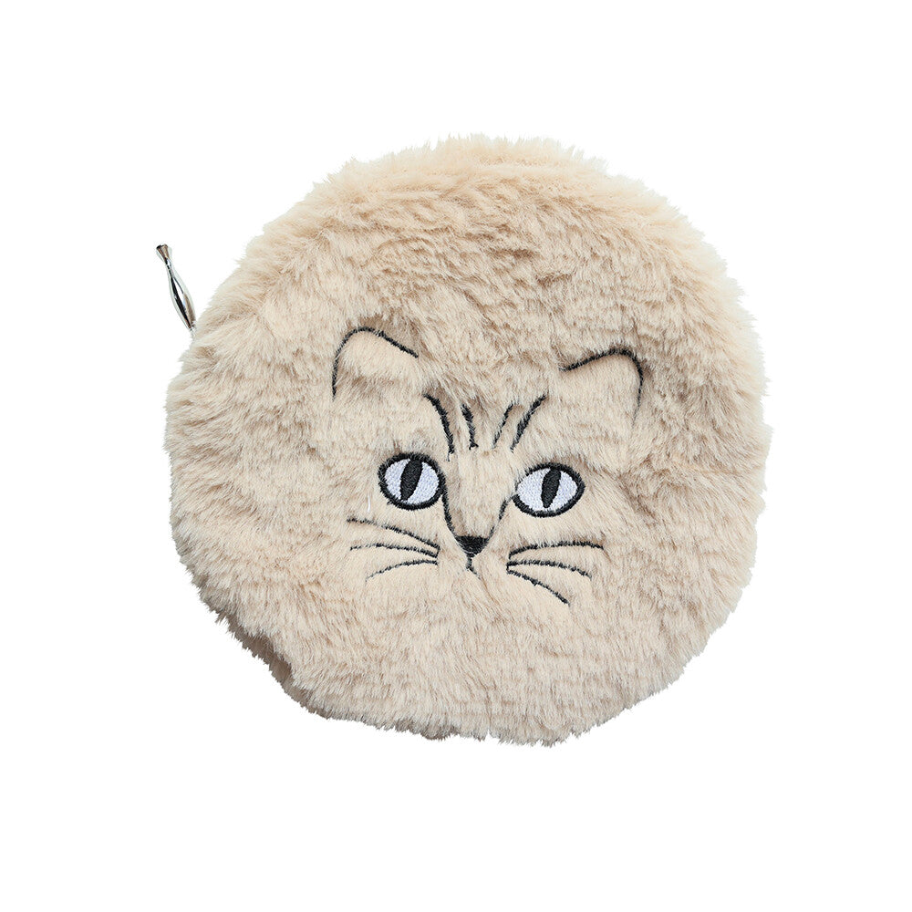 Matsuo Miyuki Fluffy Beige Cat Pouch