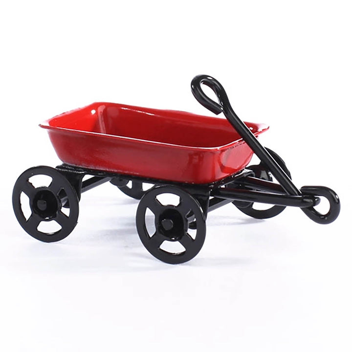 NEW Dollhouse Miniatures: Red Metal Miniature Wagon