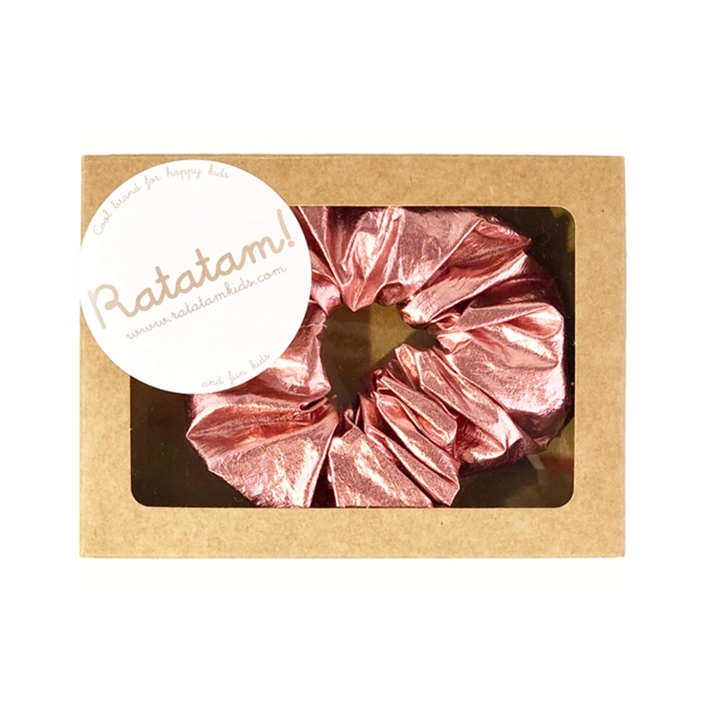 The Kid's Elastic Metallic Scrunchie- Pink