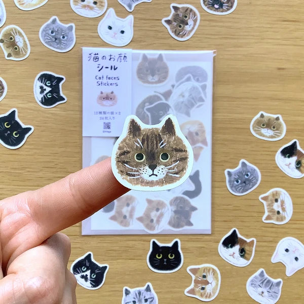 NEW Japanese Die Cut Cat Illustrated Stickers - 24 Pack