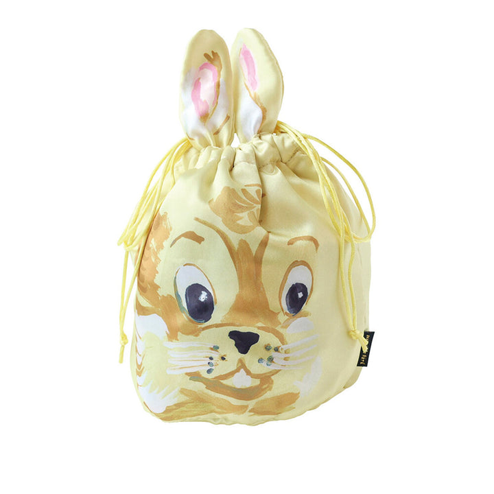 Nathalie Lete Pouch Satin Drawstring Bag- Rabbit