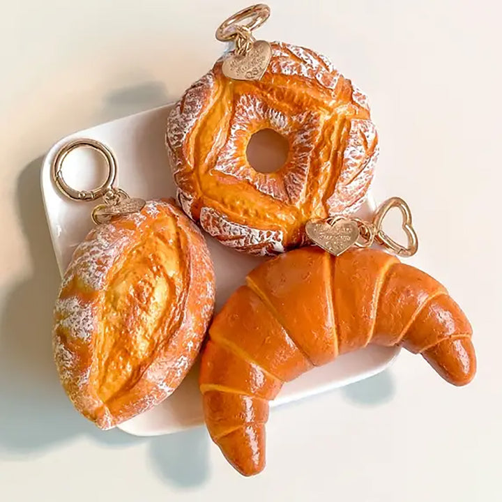 Realistic Bakery Squishy Keychain – Croissant/ Donut/Bread