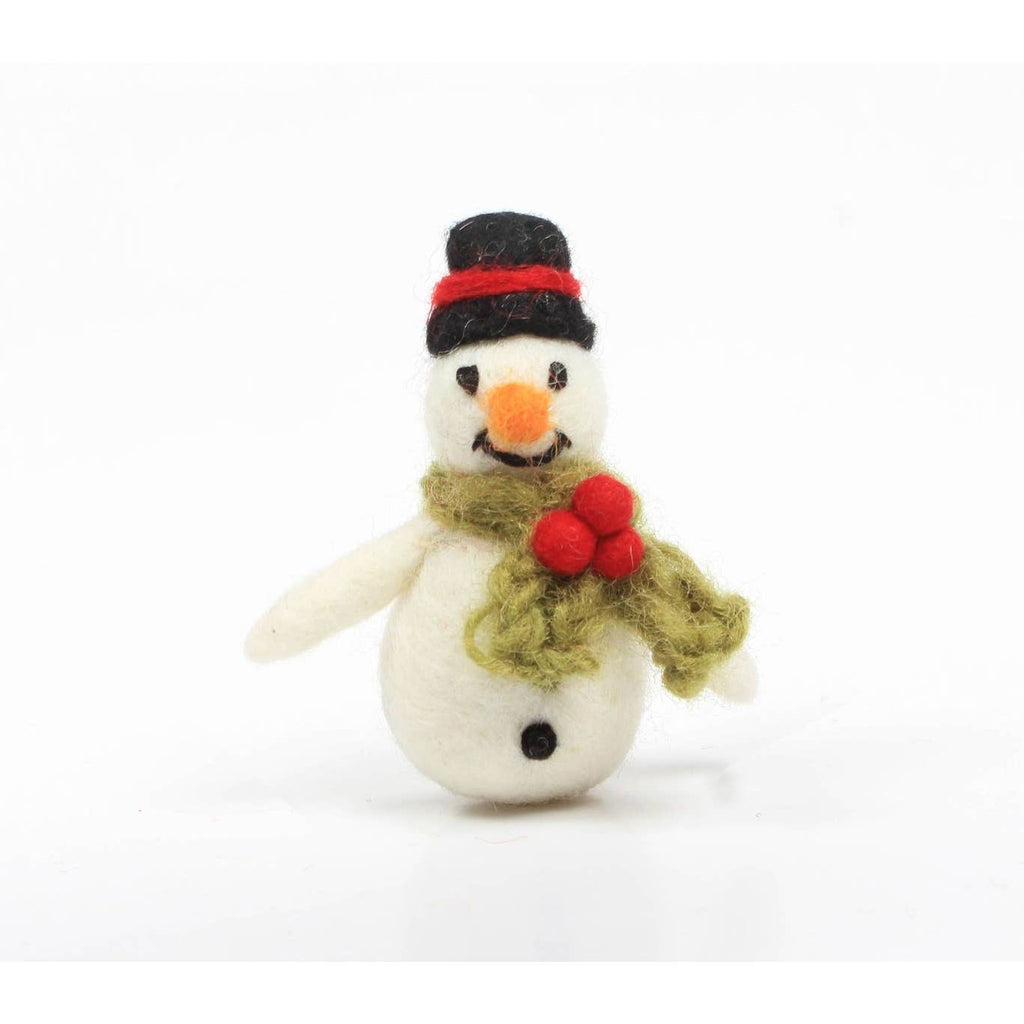 NEW Snowman with Holly Scarf - Mini Ornament