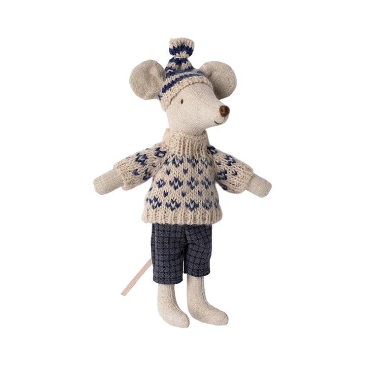 NEW Winter mouse with ski set, Dad - Blue