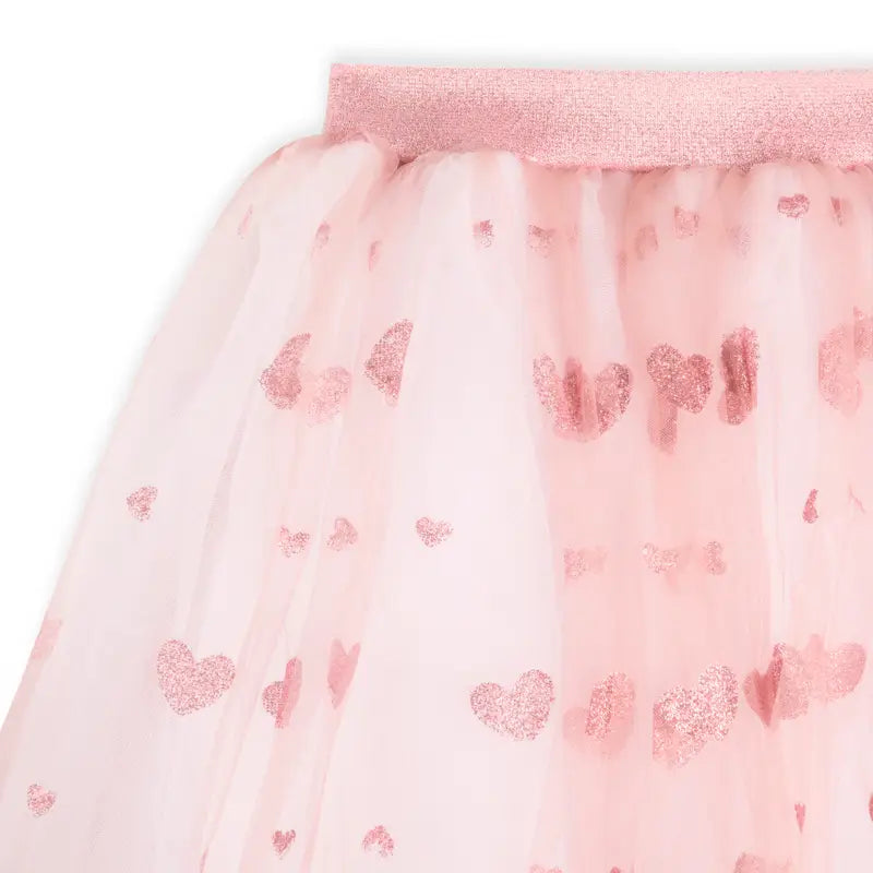 The Long Sequined Pink Heart Petticoat Skirt