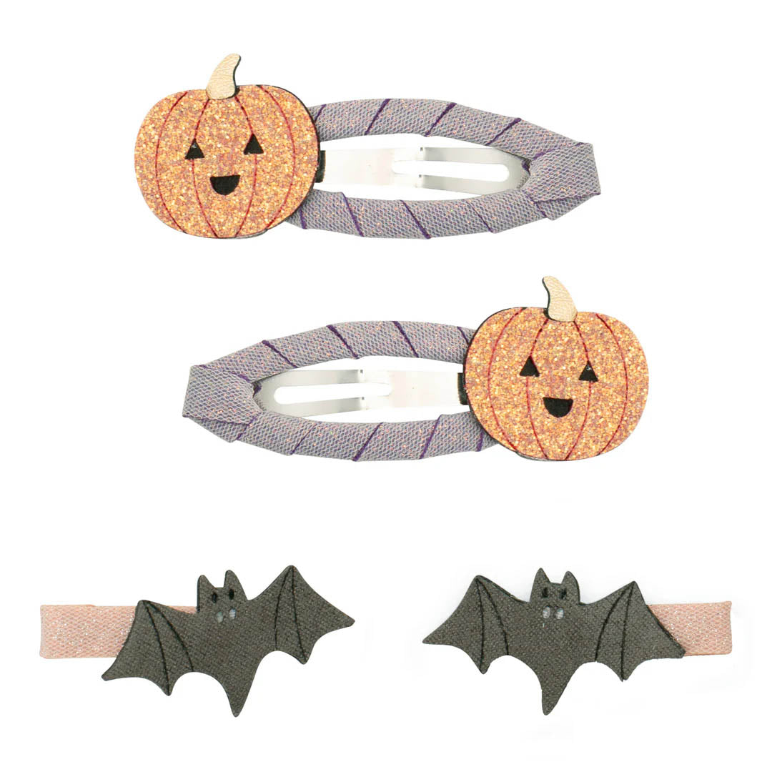 NEW Pumpkin & Bat Clip Set