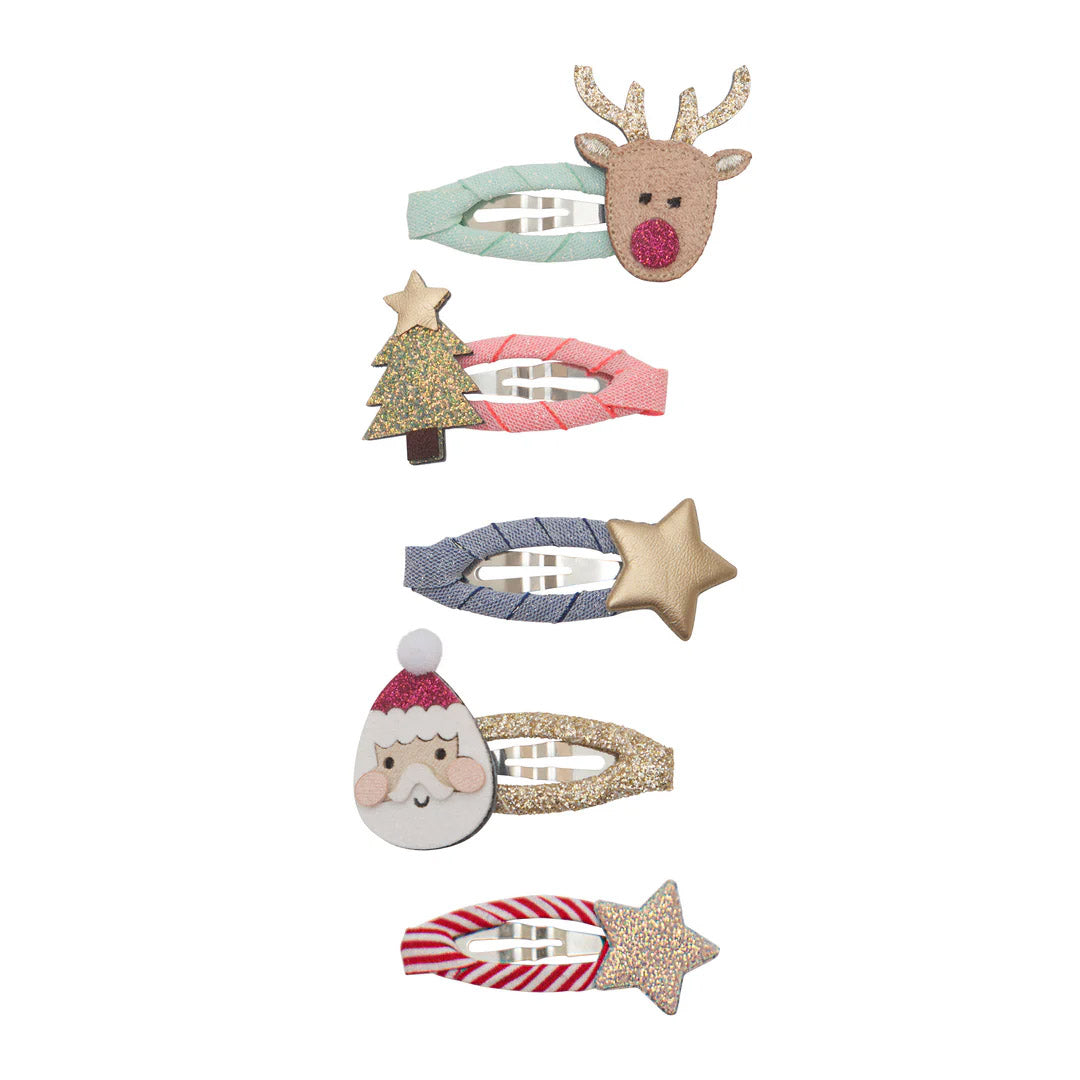 Santa & Reindeer Mini Clip Set Clic Clacs - Set of 5