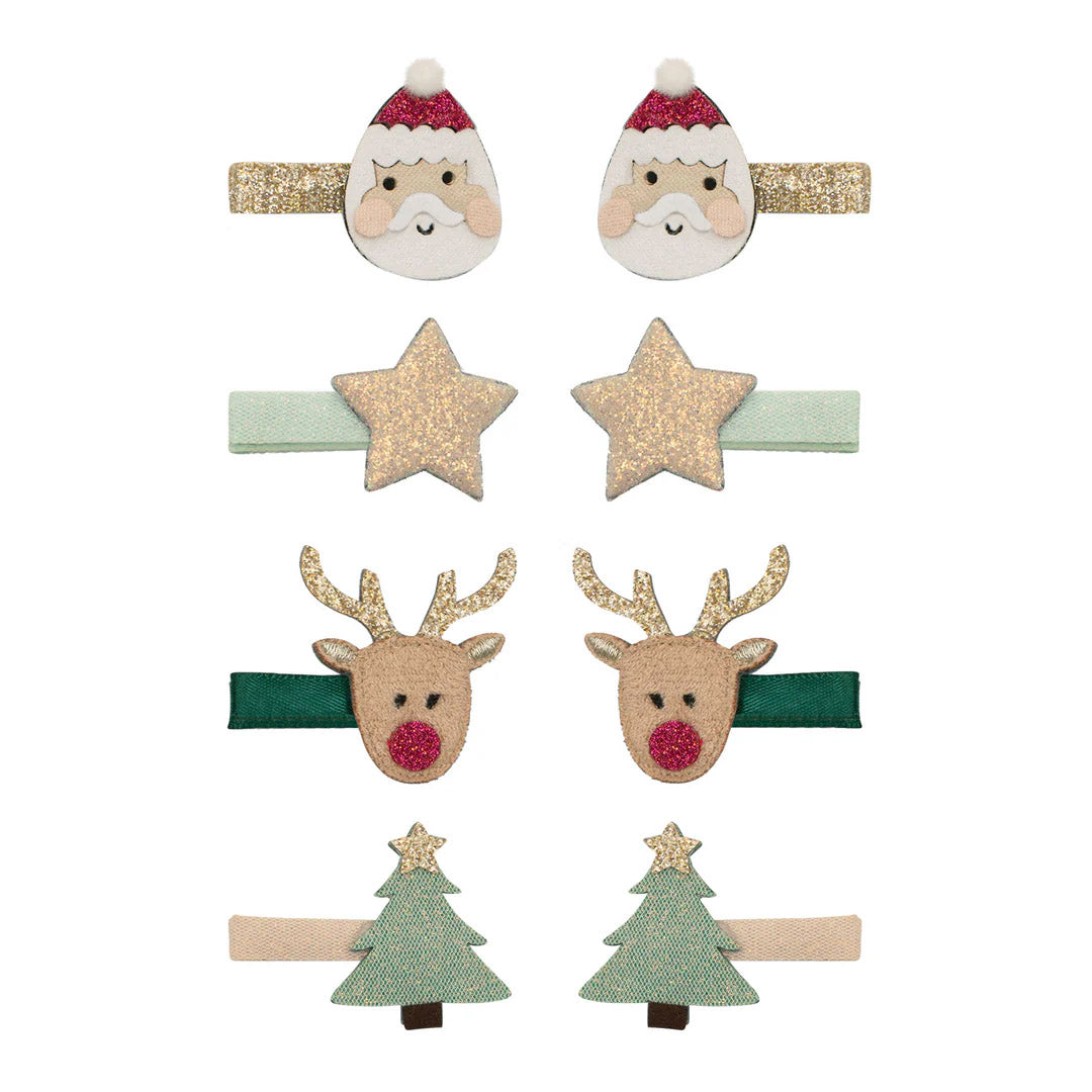 Santa & Reindeer Mini Clips - Set of 8