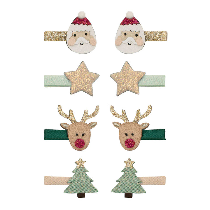 Santa & Reindeer Mini Clips - Set of 8