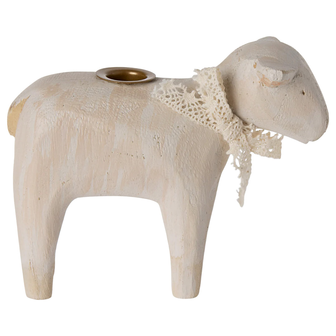 Candle Holder, Lamb - Off White