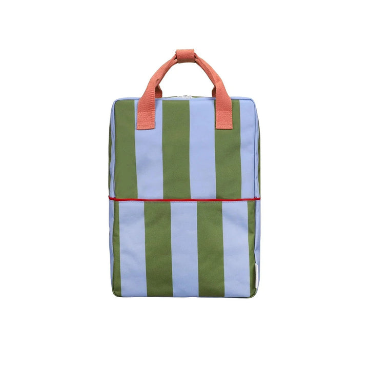 Large Backpack Bag - Stripes - Tickling Grass + Cloud Blue