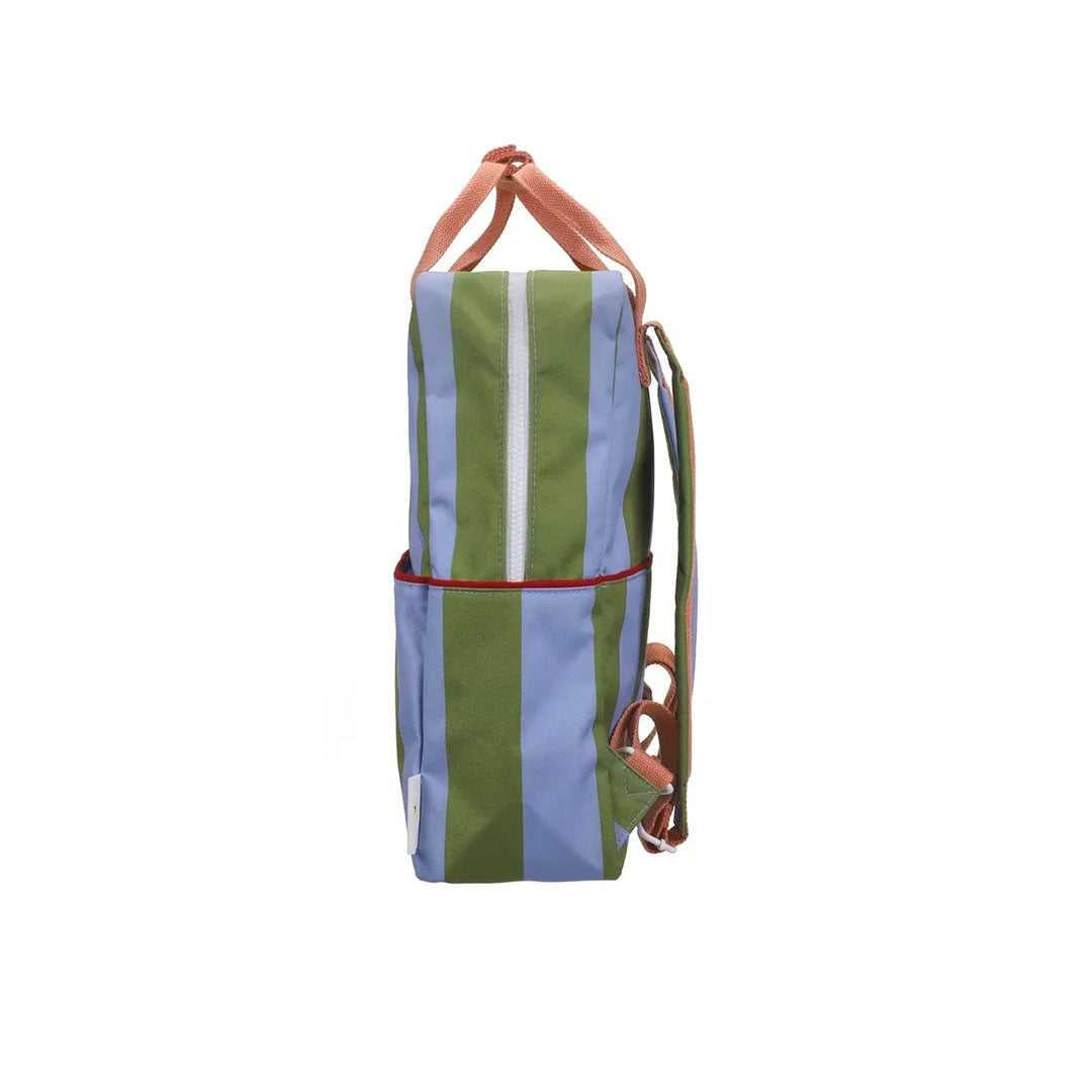 Large Backpack Bag - Stripes - Tickling Grass + Cloud Blue