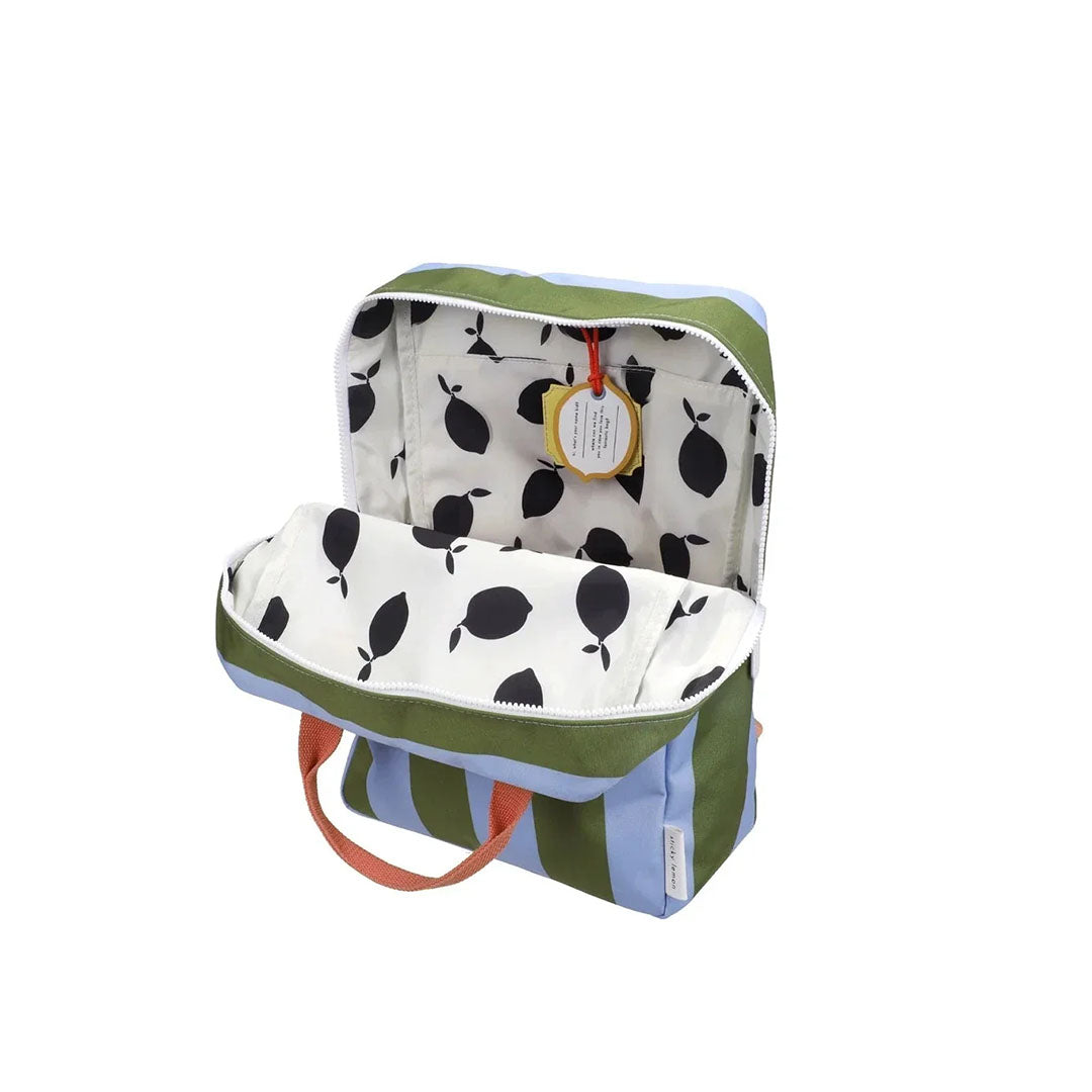 Large Backpack Bag - Stripes - Tickling Grass + Cloud Blue