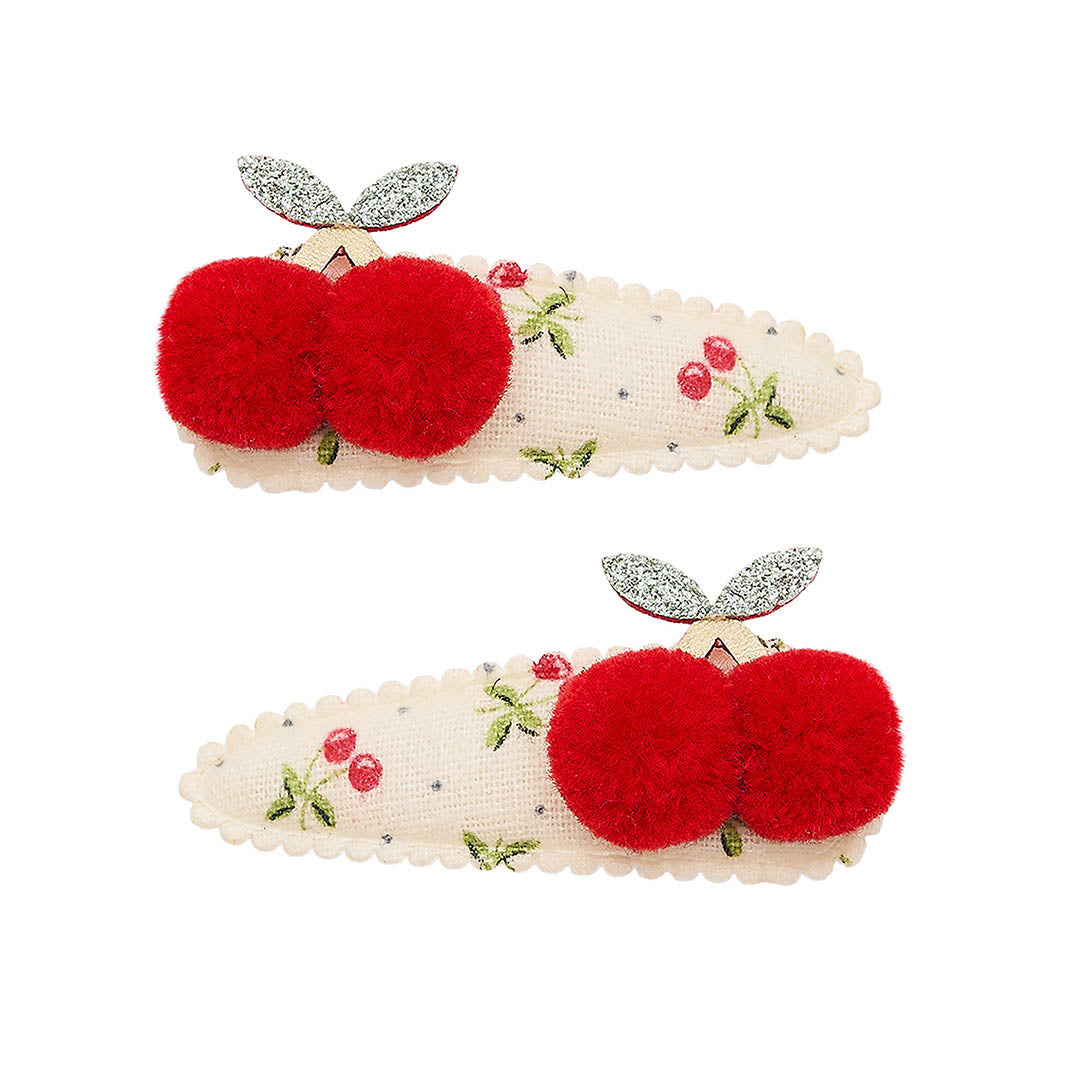 Pom Pom Cherries Clic Clacs Hair Clips