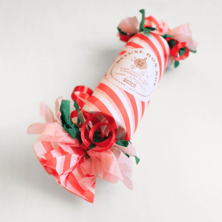 NEW Christmas Striped Deluxe Surprise Bon Bon Handmade Favor - Red