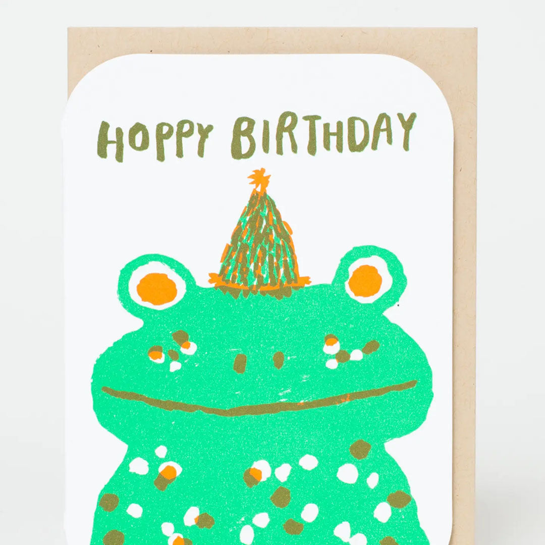 Hoppy Birthday Frog Letterpress Greeting Card