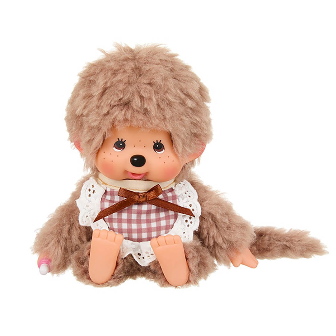 NEW Monchhichi Fluffy Sweet Brown w/Brown Bib Doll
