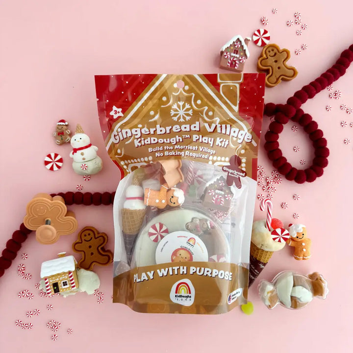 Scented Natural Sensory Play Dough Kit- Gingerbread Village KidDough Play Kit