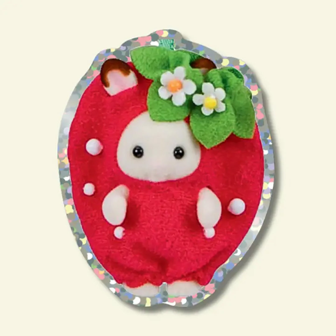 Strawberry Rabbit Glitter Vinyl Sticker