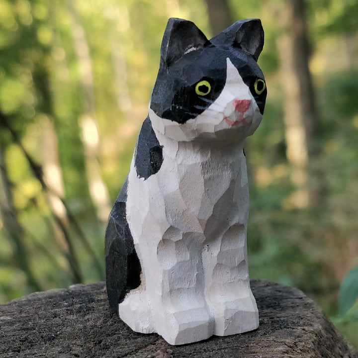 Wooden Black & White Cat Animal Toy