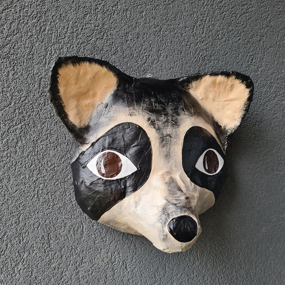 NEW Paper Mache Animal Head- Raccoon