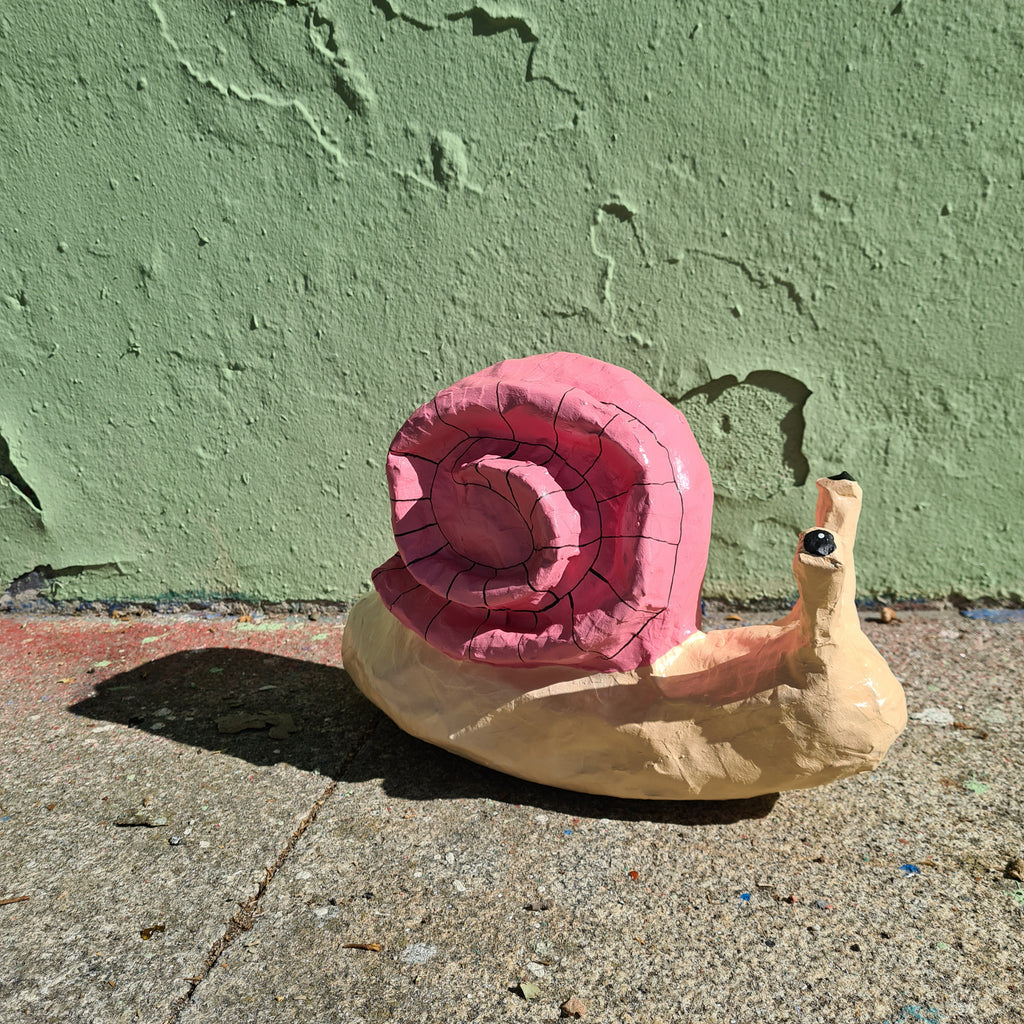 NEW Paper Mache Animal Snail- Pink