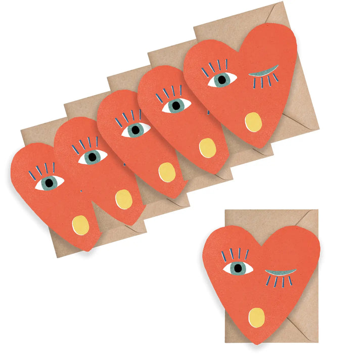 Heart Blink Die Cut Card Mini - Box of 6 Cards