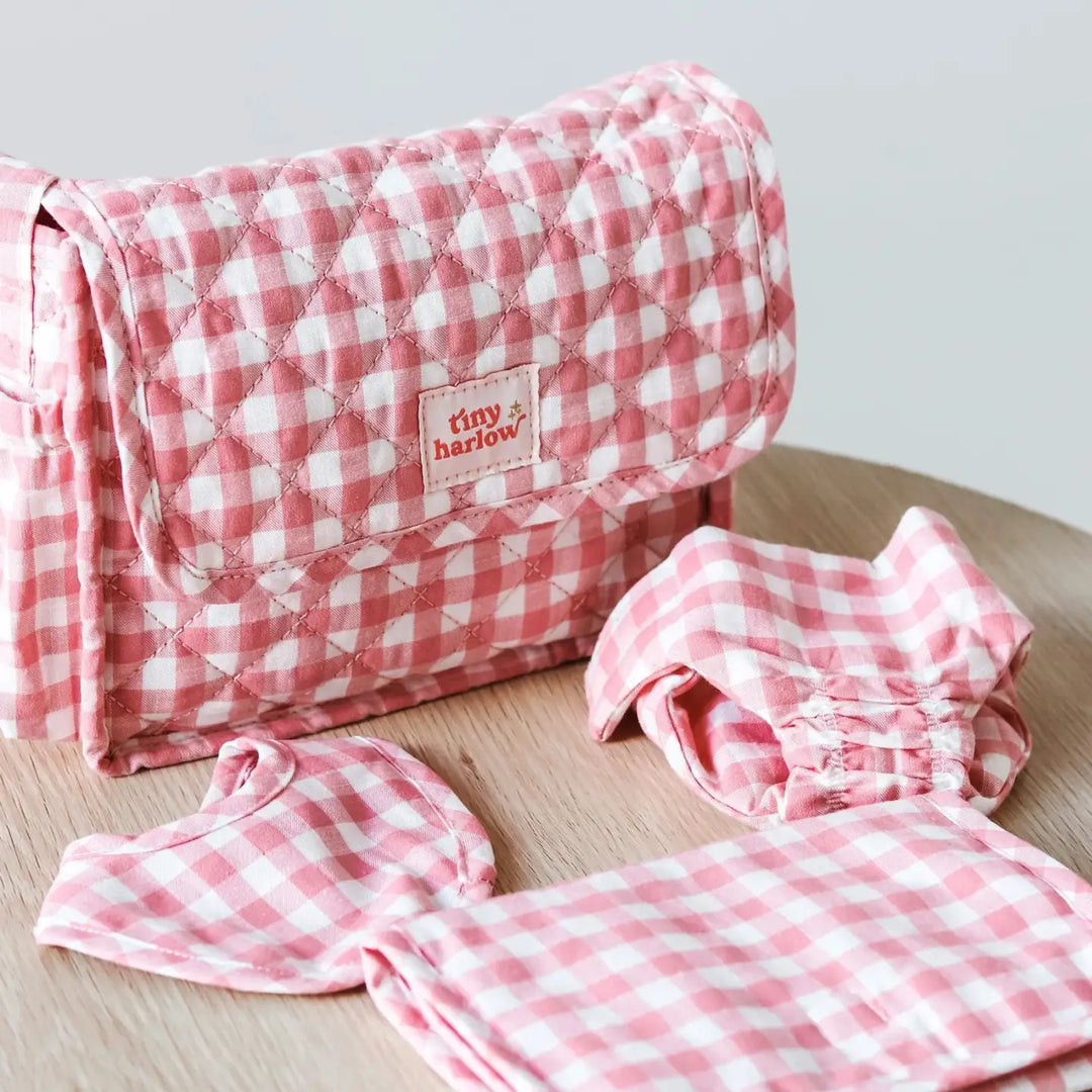 Baby Doll Nappy Bag Set- Pink Strawberry