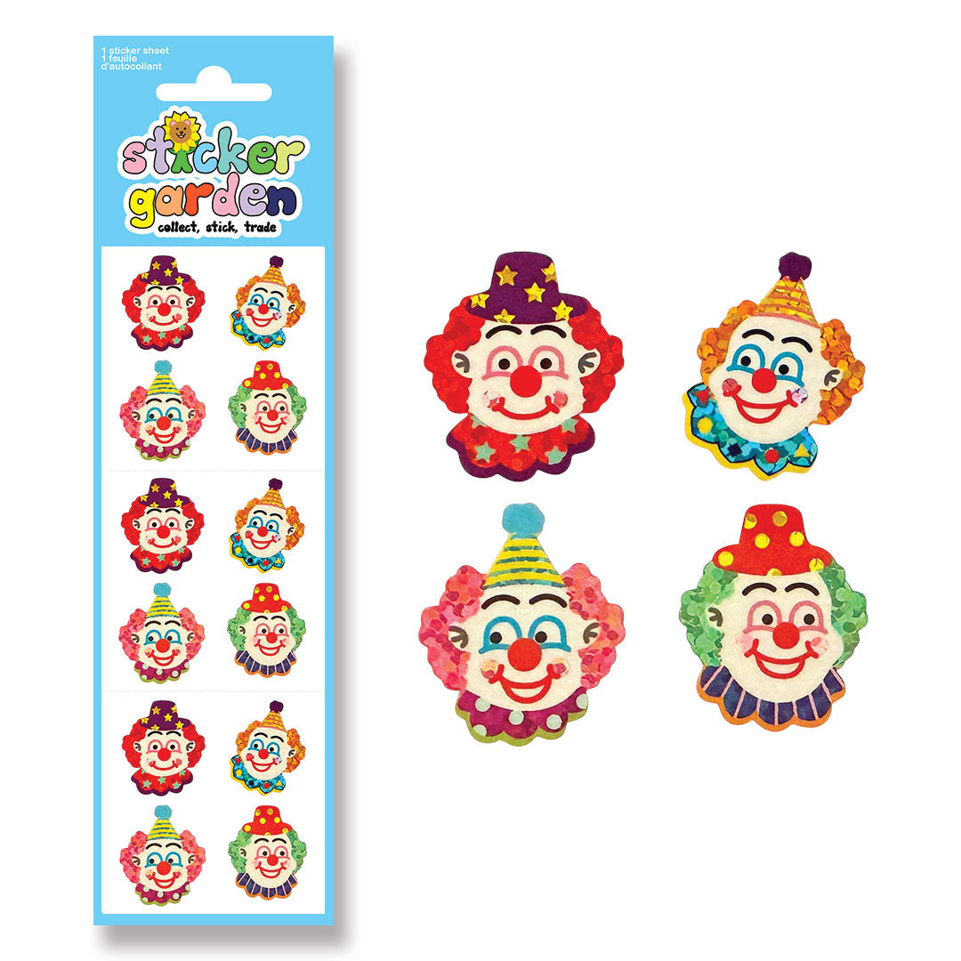 NEW Sparkle Clown Sticker Sheet