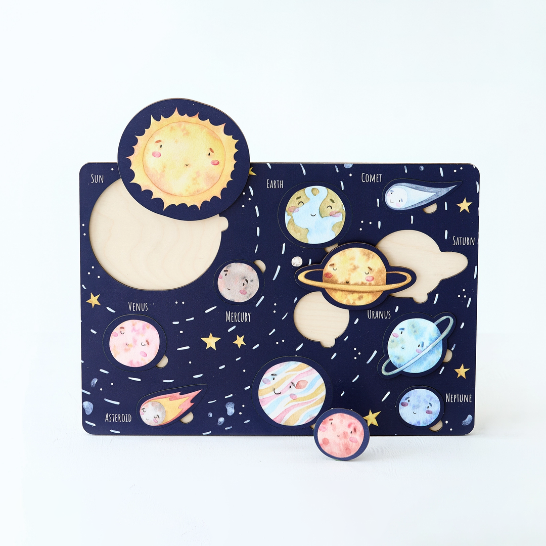 Handmade Solar System Wooden Puzzle