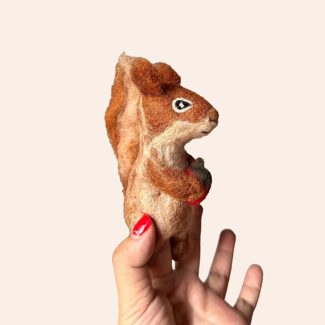 NEW Wool Felt Finger Puppet- Squirrel