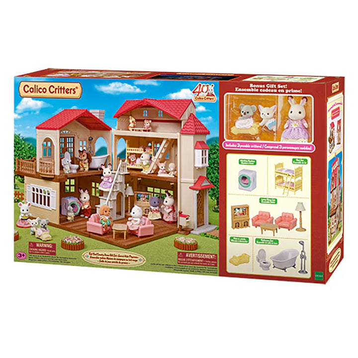 GIFT SET Red Roof Country Home - Secret Attic Playroom WITH 3 DOLLS INCLUDED!