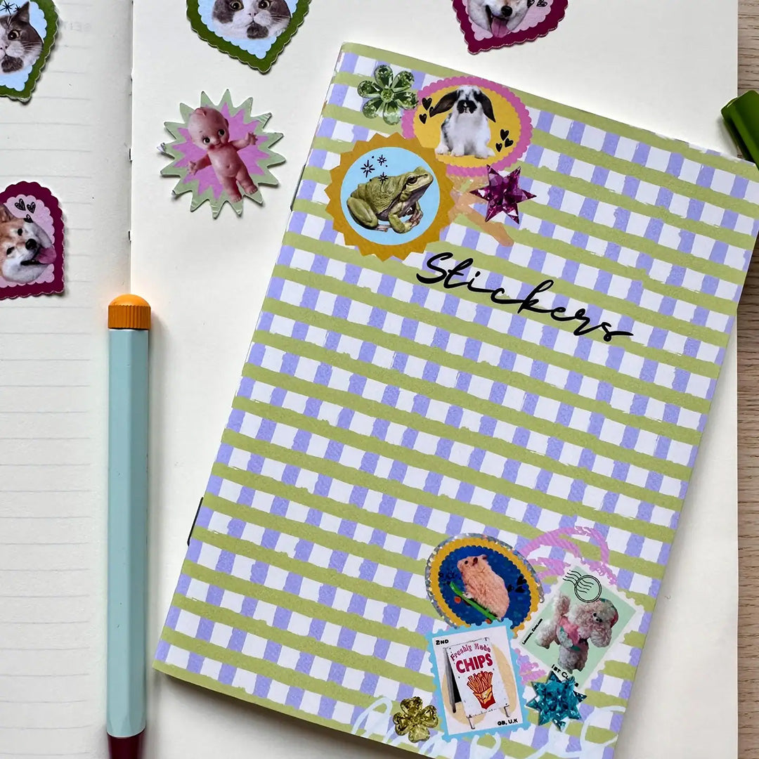 Gingham Sticker Keeper Book - Two Sizes Available!