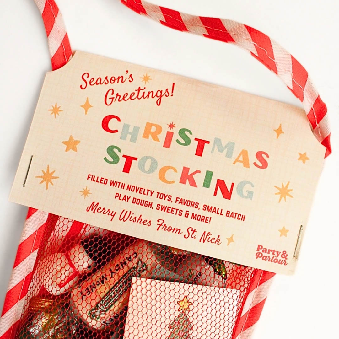 NEW Retro Red Mesh Surprise Christmas Stocking (Pre-Filled)